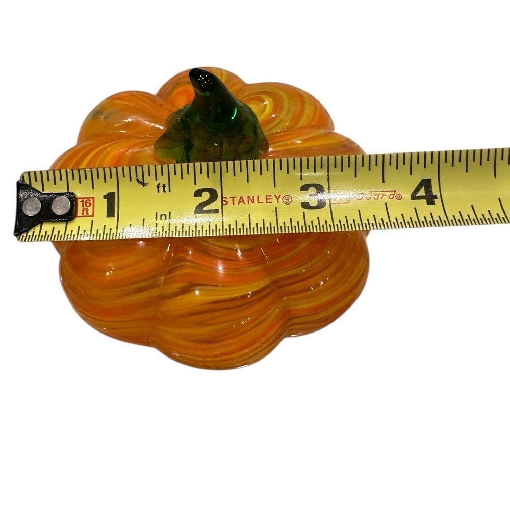 Glass Pumpkin Decor - Orange and Green - Picture 2 of 9